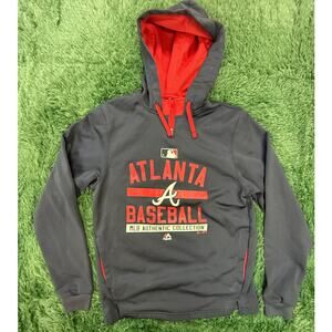 Atlanta Braves Blue & Red Pullover Sweatshirt Hoodie Sz Small Unisex